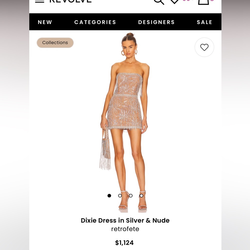 Retrofete Dixie dress is silver and nude